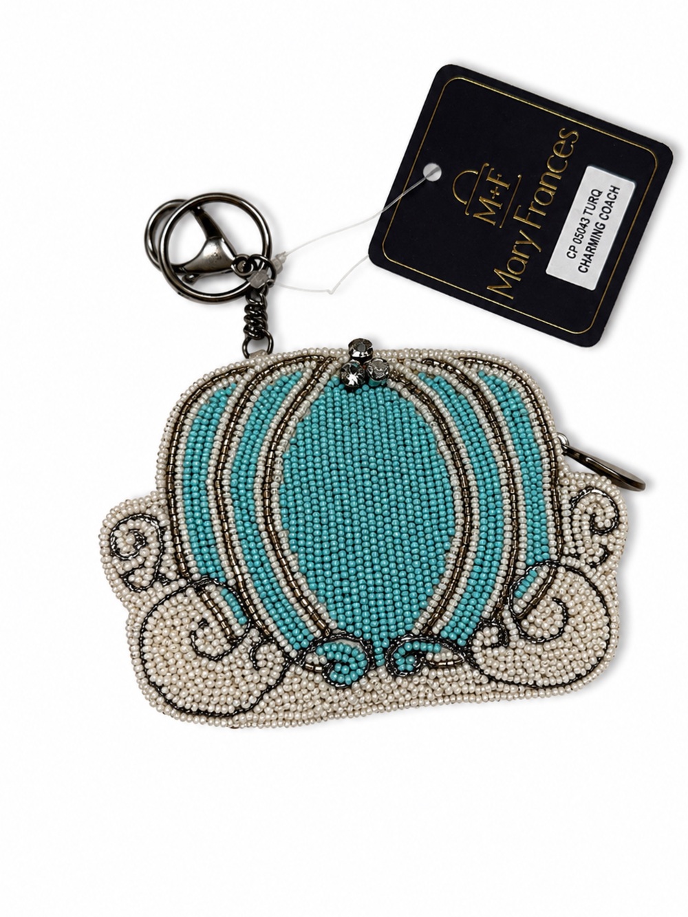 NWT Mary Frances Charmed Coach Cinderella Pumpkin Carriage Beaded Coin Purse Key - Picture 2 of 2